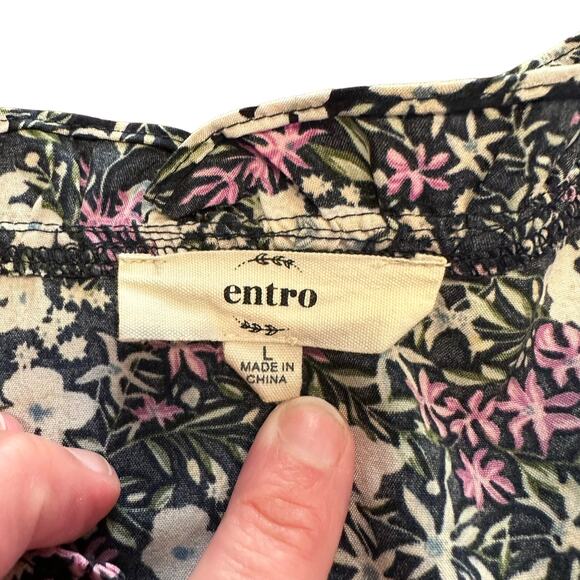 Entro Womens multicolor babydoll top, tiered, floral, size Large - Picture 4 of 7